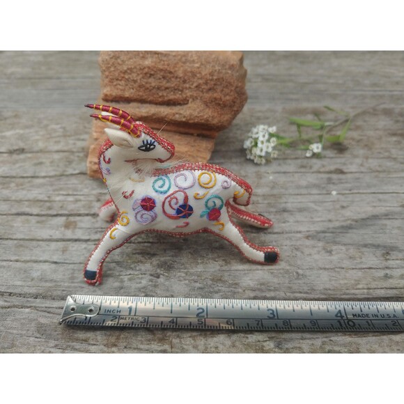 Vintage Miniature Embroidered Silk Stuffed Gazelle - Picture 10 of 10
